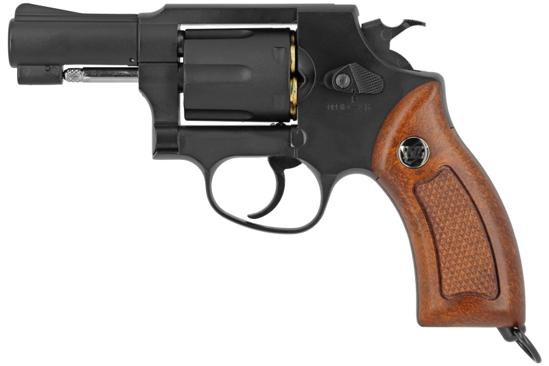 WINGUN AIRSOFT REVOLVER CO2 731 SHERIFF M36 (2.5 INCH, BROWN GRIP, 6MM VERSION) - BLACK