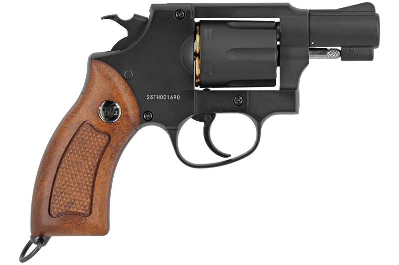 WINGUN AIRSOFT REVOLVER CO2 733 (2INCH, BROWN GRIP, 6MM VERSION) - BLACK